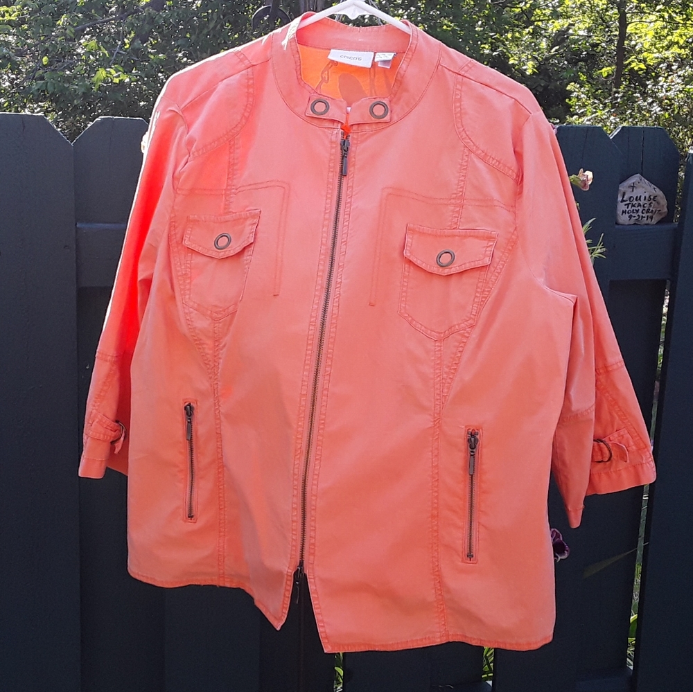 Chico's Size 3 Double Zip Utility Jacket